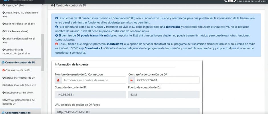 Crear cuentas de Djs en SonicPanel